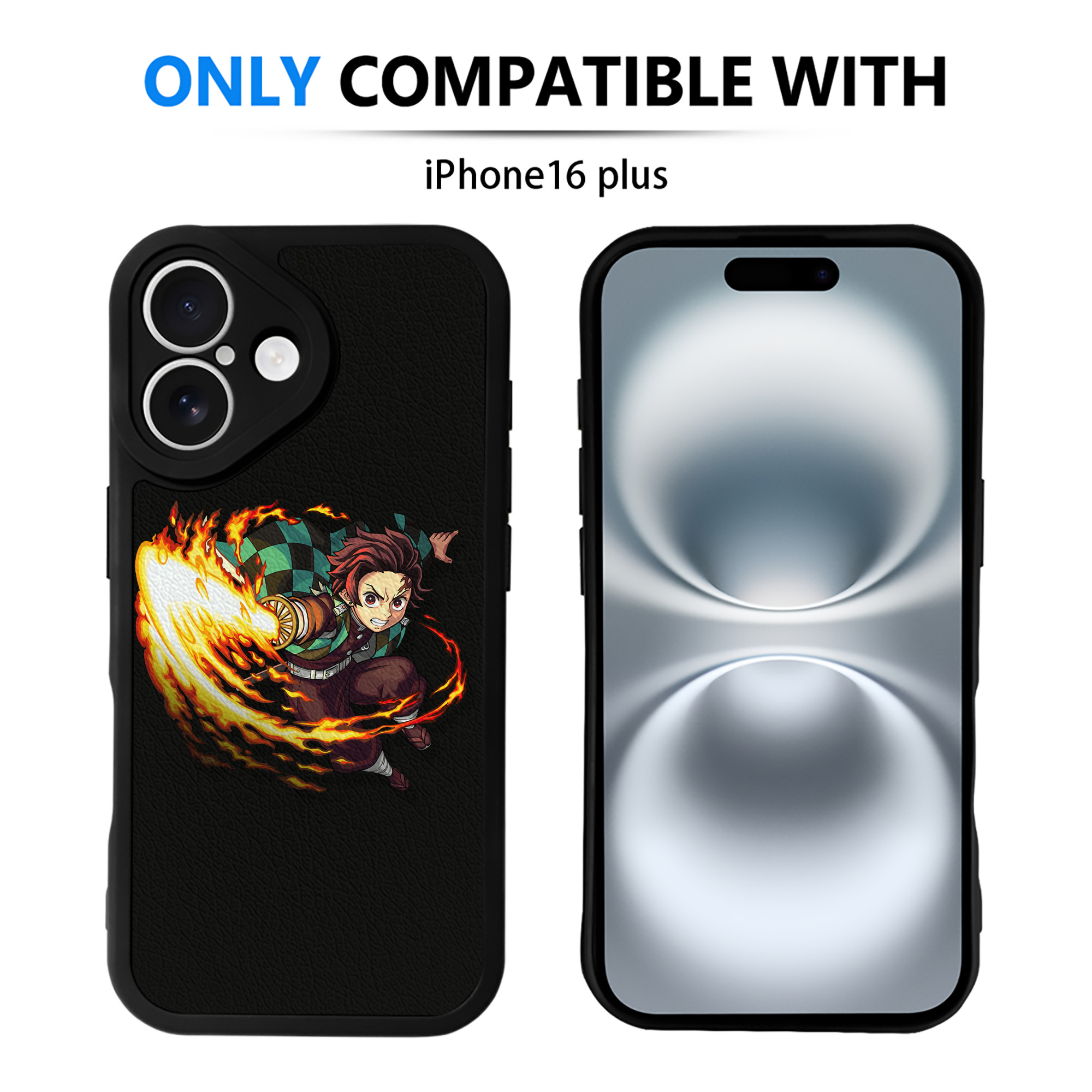 （画像用） 鬼滅の刃 竈門 炭治郎／かまど たんじろう Kamado Tanjirou 【iPhone 16シリーズ対応】シリコンスマホケース（レザー調） 材質：シリコン